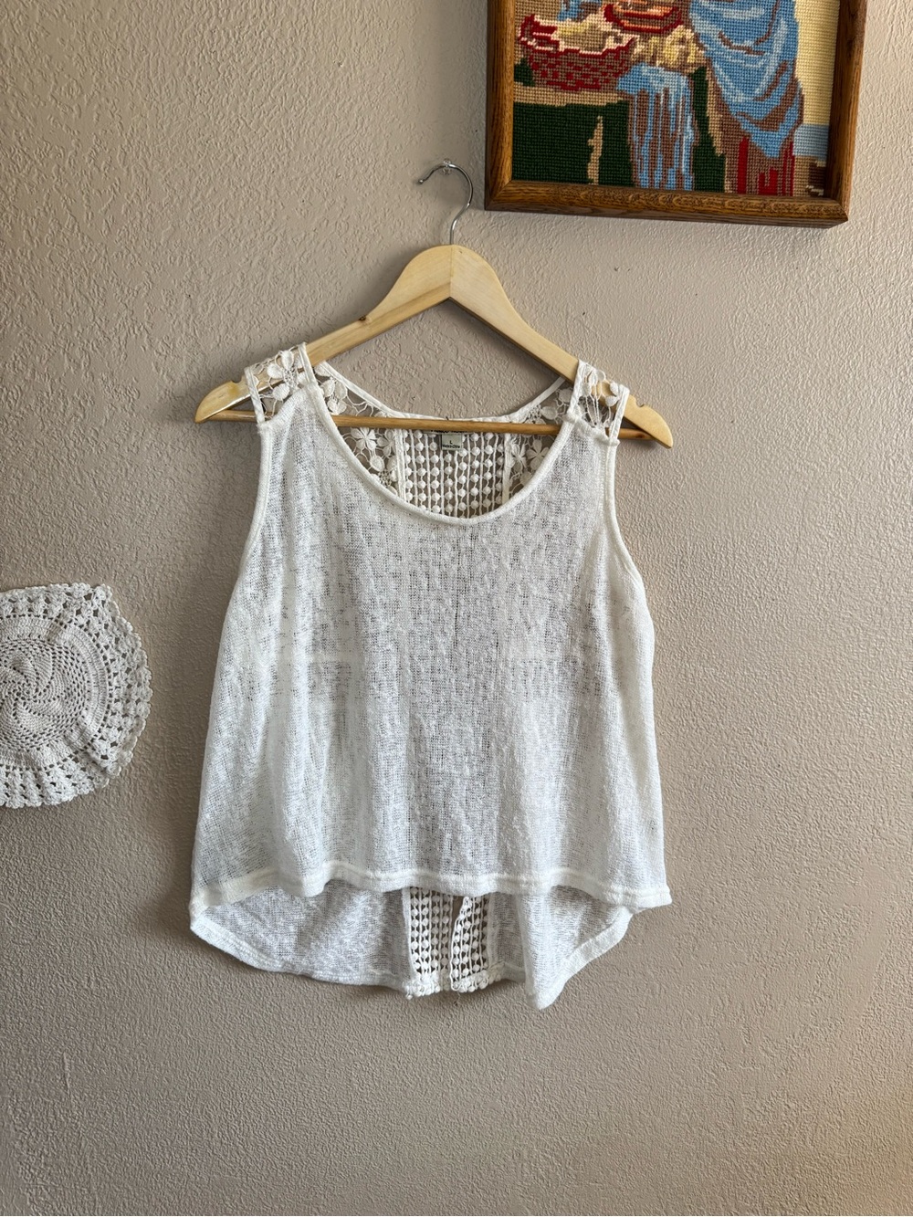 Haute Monde | Crochet-Back Sleeveless Tank | Size Large